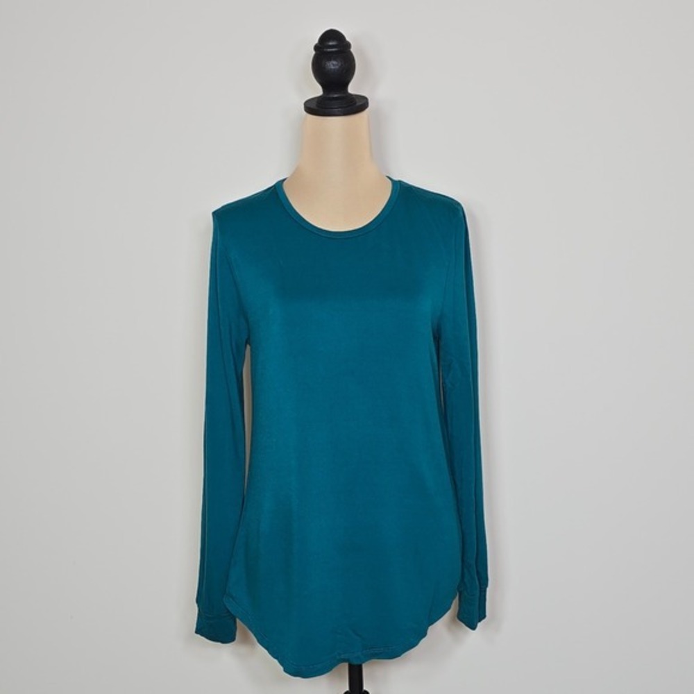 J Crew Factory Teal Long‎ Sleeve Crew Neck Basic T Shirt Women's Size S